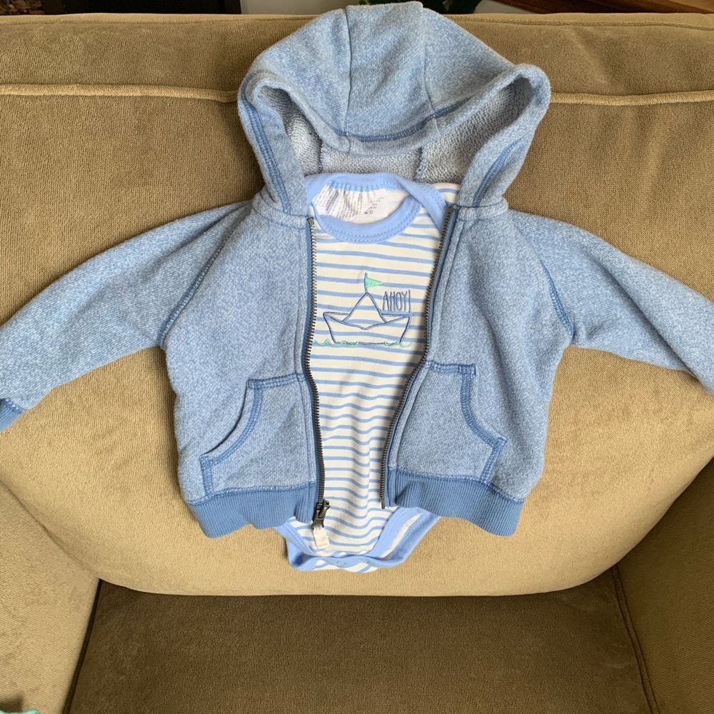 🌻 Baby Zip Up Hoodie and Short Sleeve Ahoy Onesie